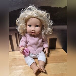 Curly Blonde Doll with Pink Outfit Lullababy